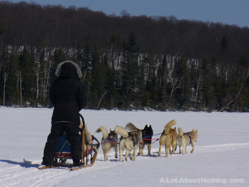 Me driving the sled over the lake